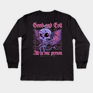 Good and Evil - Funny Diabolical Skull Kids Long Sleeve T-Shirt